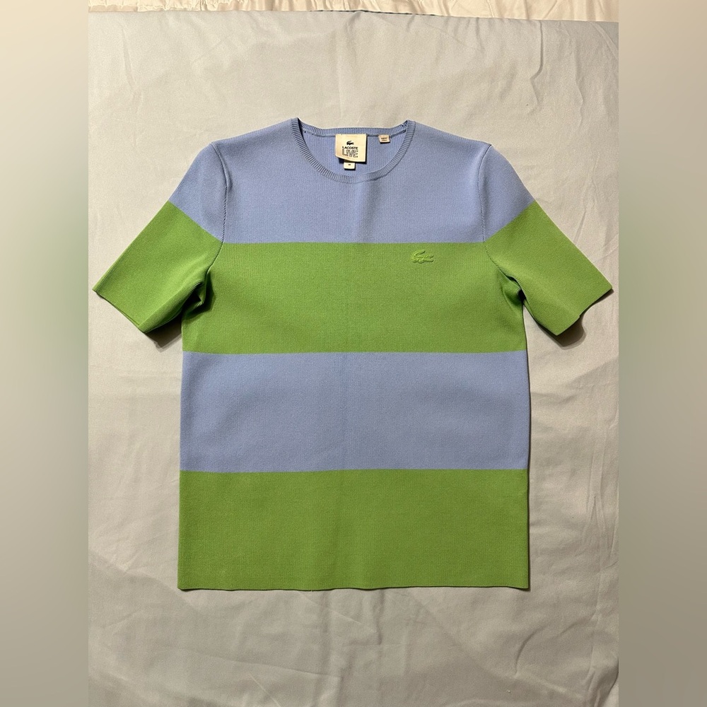 Lacoste Live women's striped knit color block short-sleeve top Size 38